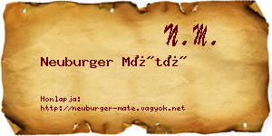 Neuburger Máté névjegykártya